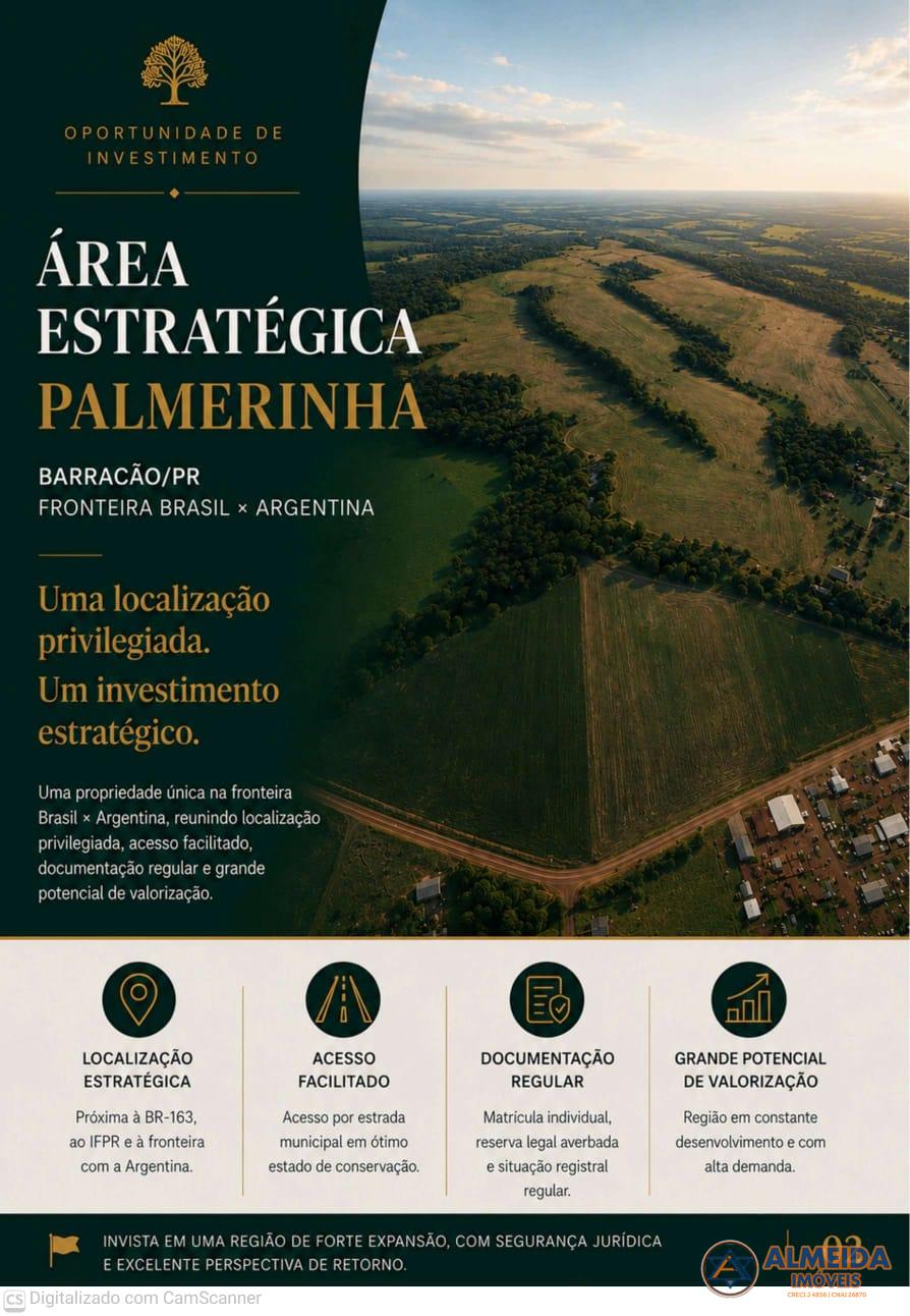 ÁREA RURAL PALMERINHA PARA VENDA PRÓXIMO A BR -163 AO IFPR  EM...