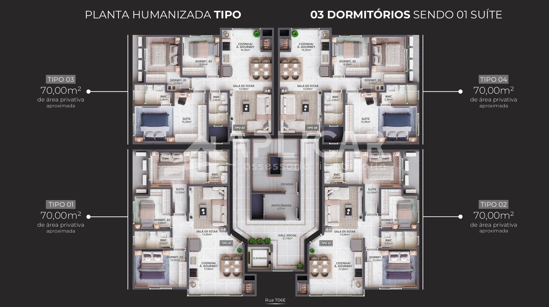 Apartamentos novos com 3 dormitórios no Centro de ITAPEMA - SC