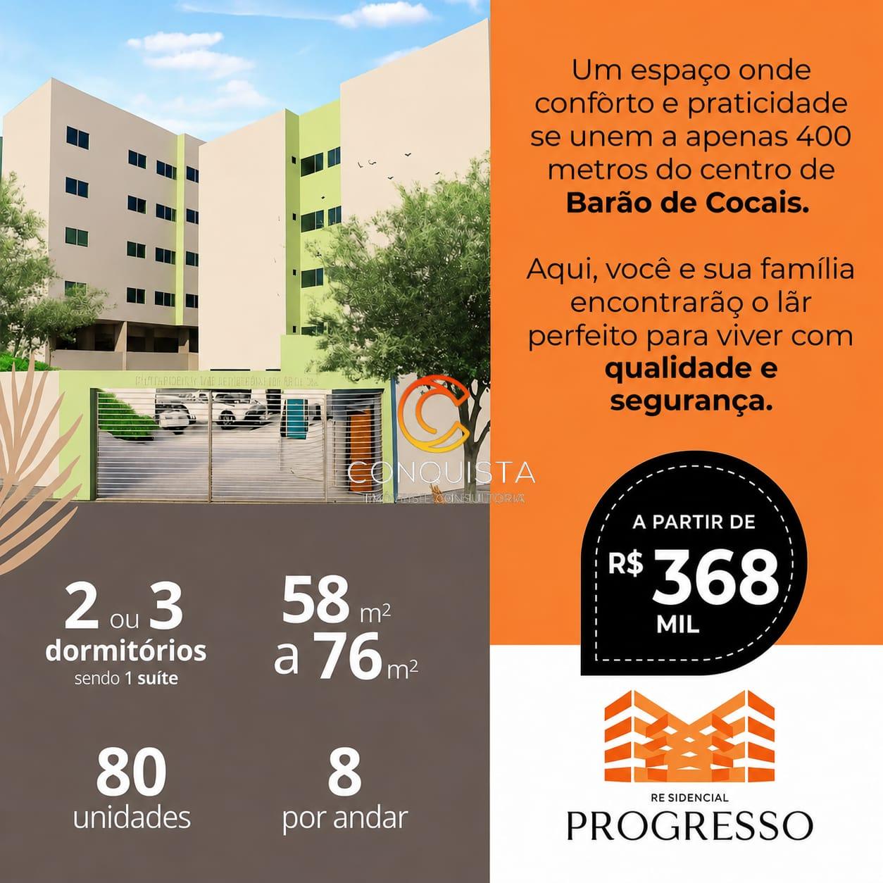 Apartamentos à venda na Planta, Progresso, BARAO DE COCAIS - MG