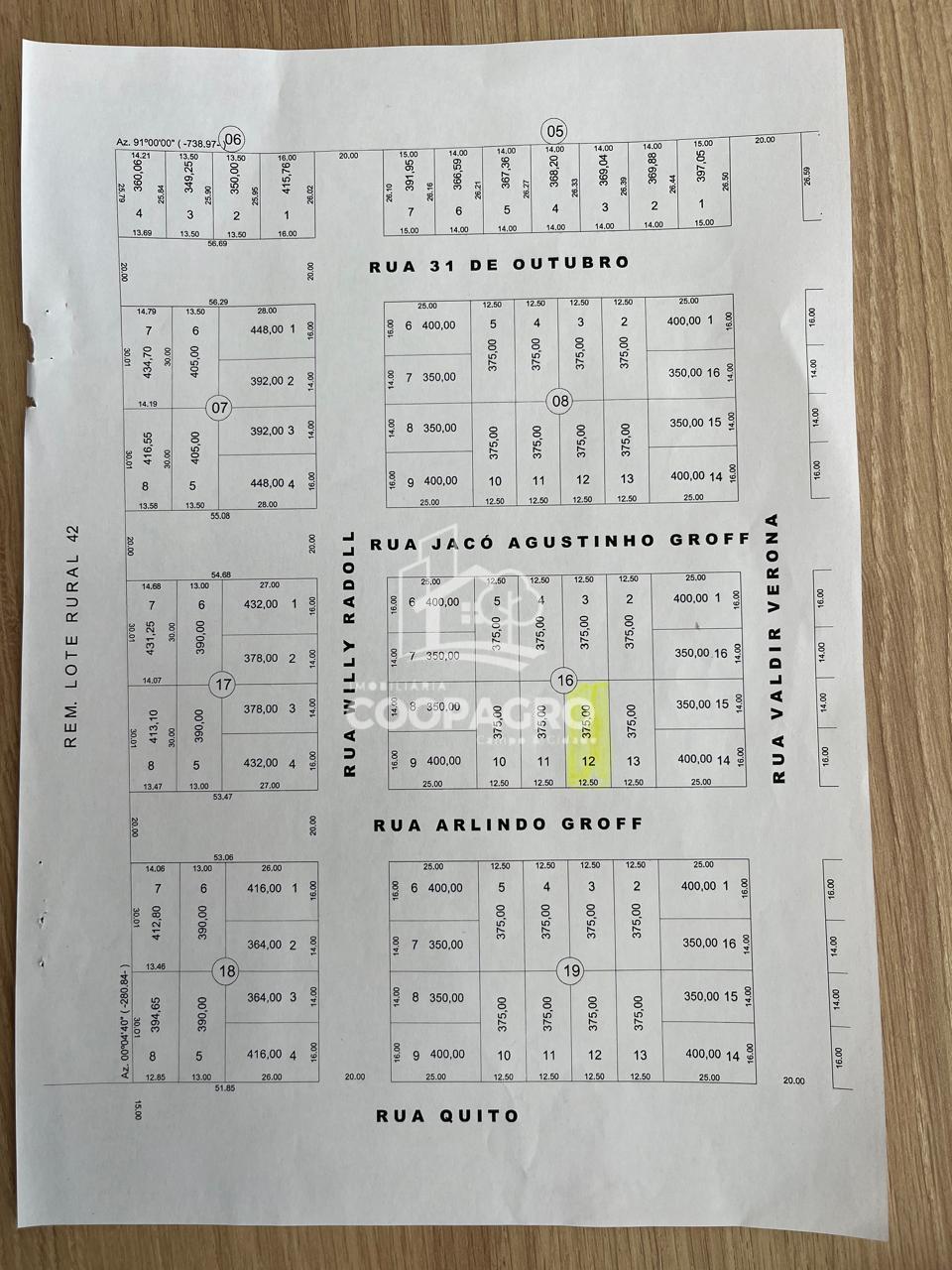 Terreno de 375,00m2 12,50 X30  à venda, LOTEAMENTO RENASCER, M...