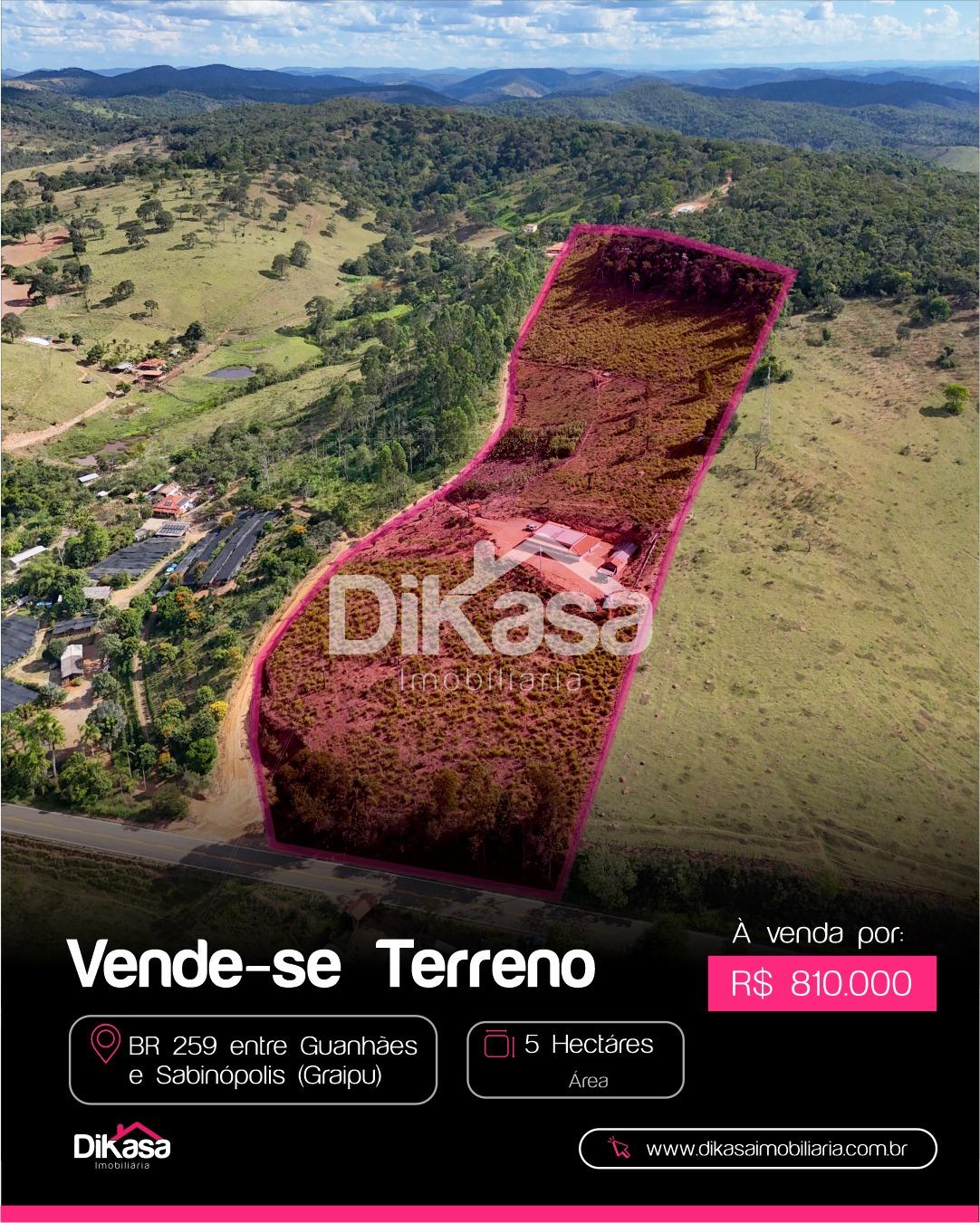 Terreno à venda, RIBEIRÃO GRAIPU, GUANHAES - MG