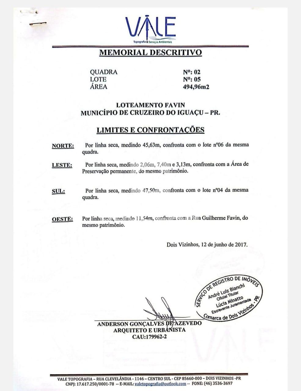 Lote à venda, Loteamento Favim, CRUZEIRO DO IGUACU - PR