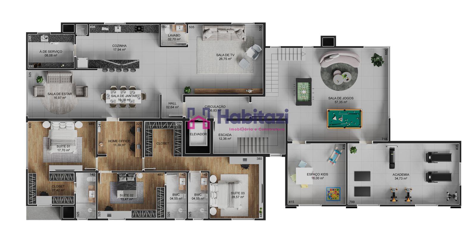 Planta do Apartamento e rea Social Comum