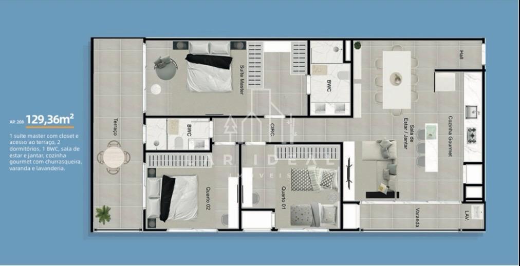 Apartamento com 3 quartos sendo 1 suíte e 3 vagas de garagem c...