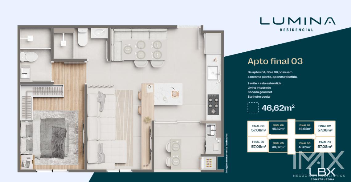 Lançamento: Apartamentos à venda no Lumina Residencial, 46m2 à partir de R$380.000,00.