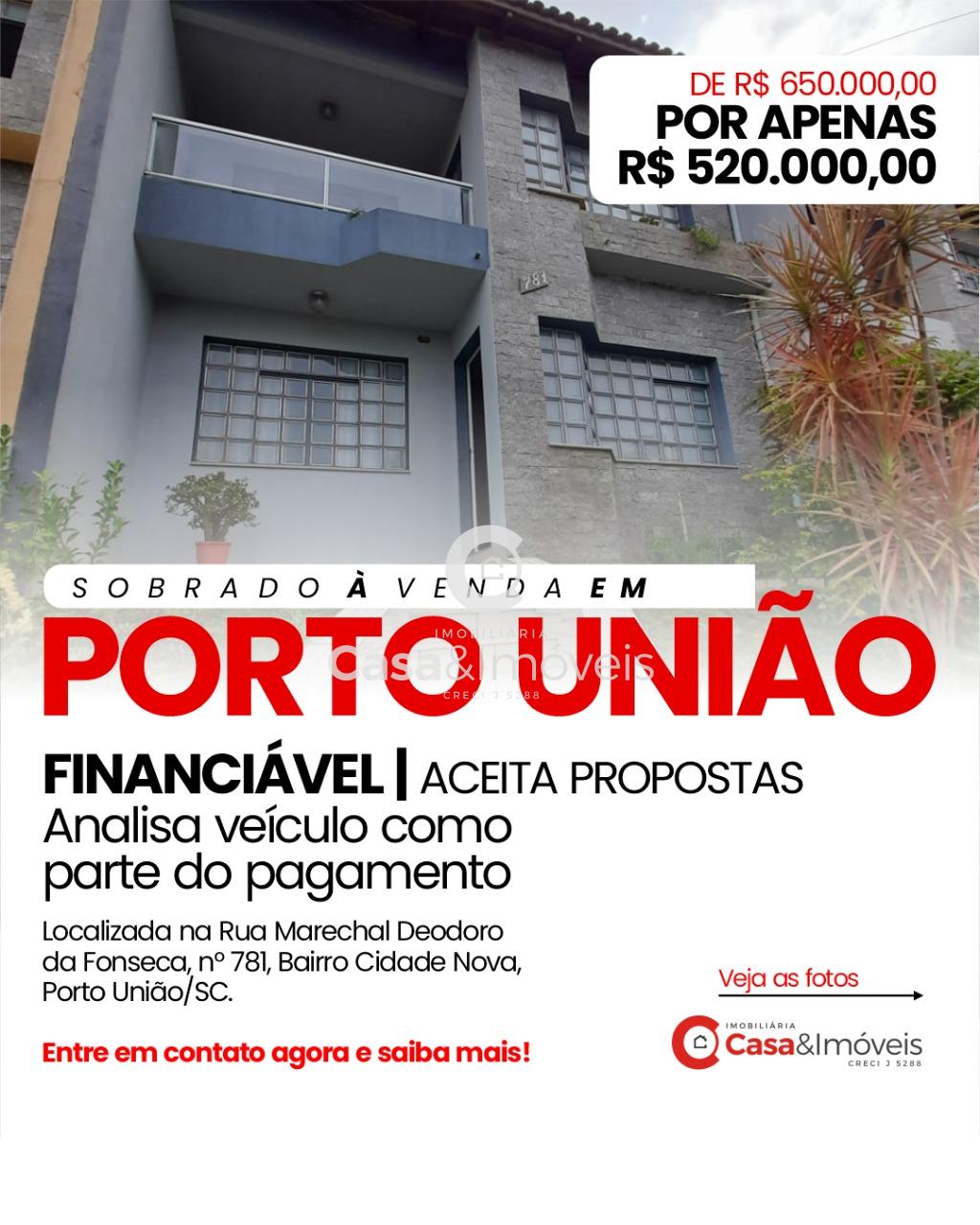 Sobrado à venda, Cidade Nova, PORTO UNIAO - SC. Financiável