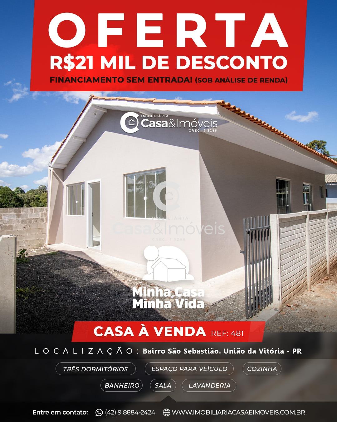 Casa à venda, São Sebastião, UNIAO DA VITORIA - PR. Financiável