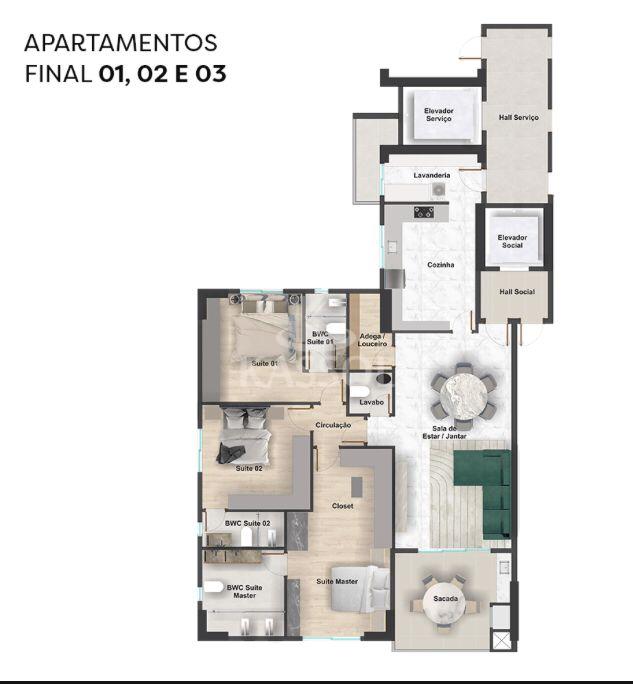APARTAMENTO A VENDA,  ED.FRANCISCO H.RENZ, 03 SUITES,03 VAGAS ...