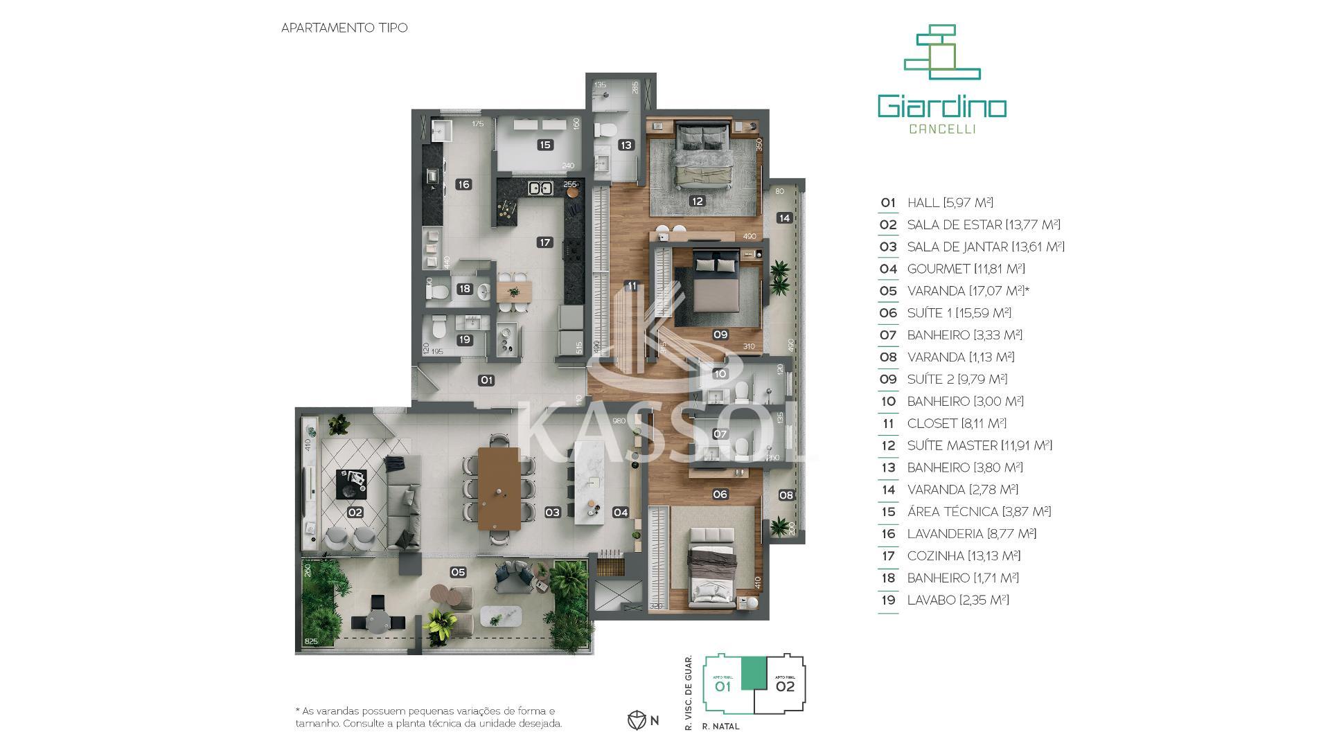 APARTAMENOT ALTO PADRO C/03 SUITES, ED GIARDINO, CANCELLI, CASCAVEL - PR