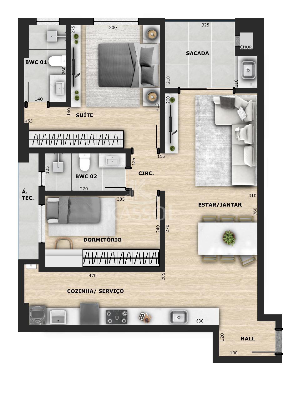 Edificio Presena - Aptos na planta 1 quarto e 1 vaga garagem - prximo Unipar