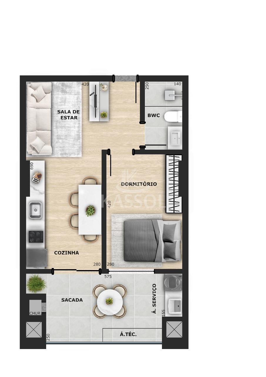 Edificio Presena - Aptos na planta 1 quarto e 1 vaga garagem - prximo Unipar