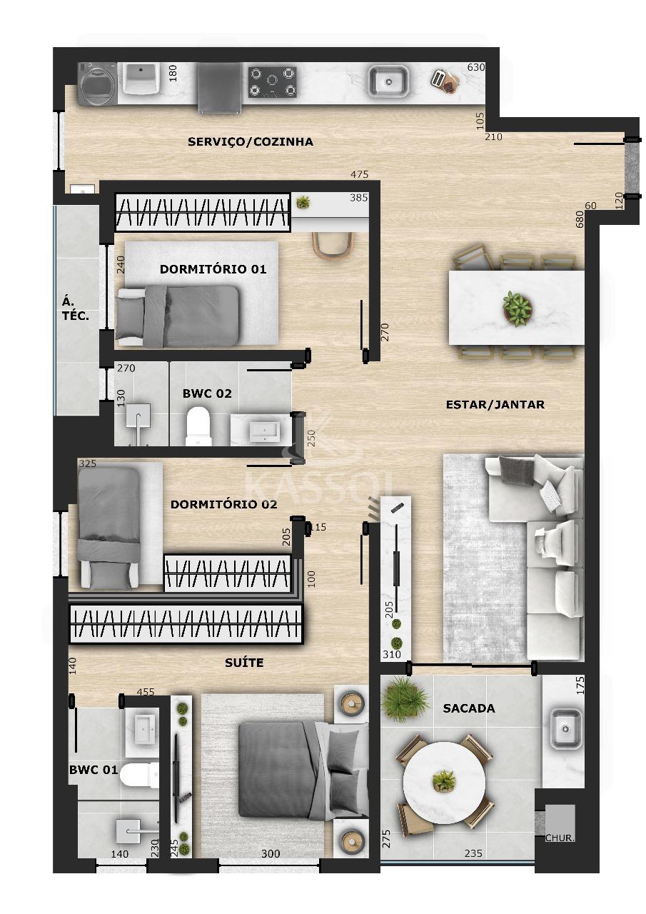 Edificio Presena - Aptos na planta 1 quarto e 1 vaga garagem - prximo Unipar