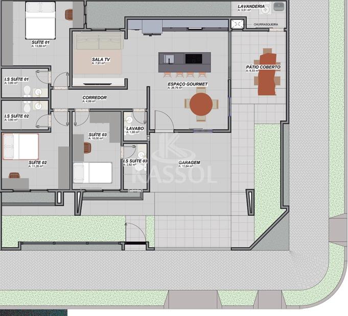Casa com 3 suites e espao gourmet em construo. Previso entrega Novembro