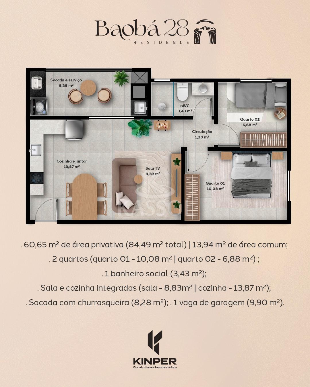 Apartamento no Alto Alegre, Cascavel - PR, com 2 quartos
