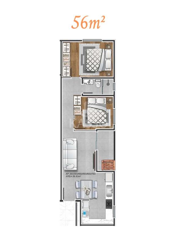 Apartamento, Bairro Coqueiral , Prximo a Faculdades, Sacada com Churrasqueira.