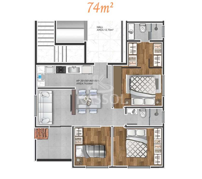 Apartamento, Bairro Coqueiral , Prximo a Faculdades, Sacada com Churrasqueira.
