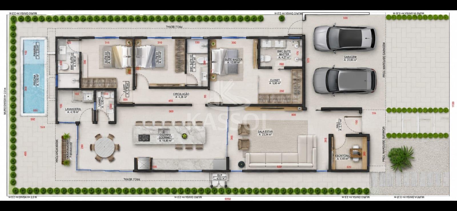 Casa terrea com 3 suites + office + piscina + 4 vagas, Terras Alpha 1, pronta.