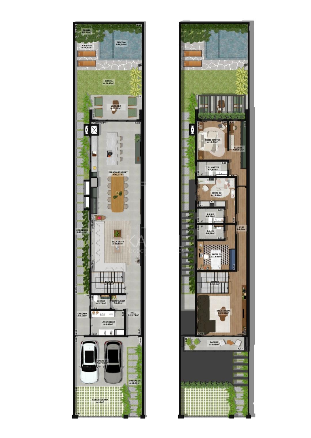 Sobrado de alto padrão no Country: 315m² de área construída 03 suítes e piscina;