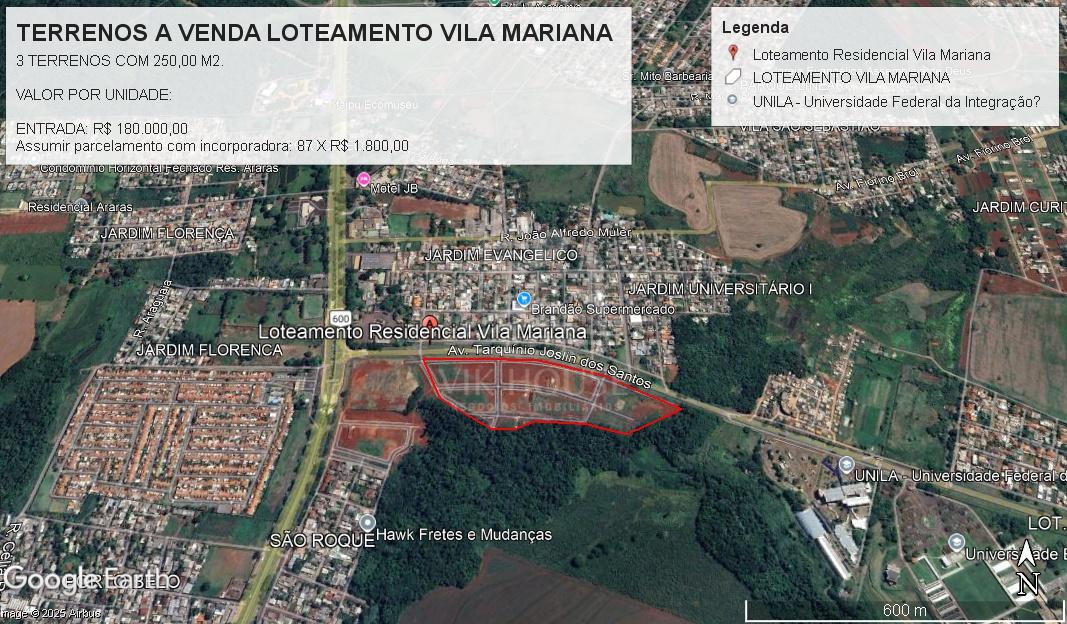 TERRENOS COMERCIAIS A VENDA NO LOTEAMENTO VILA MARIANA - FOZ DO IGUAÇU