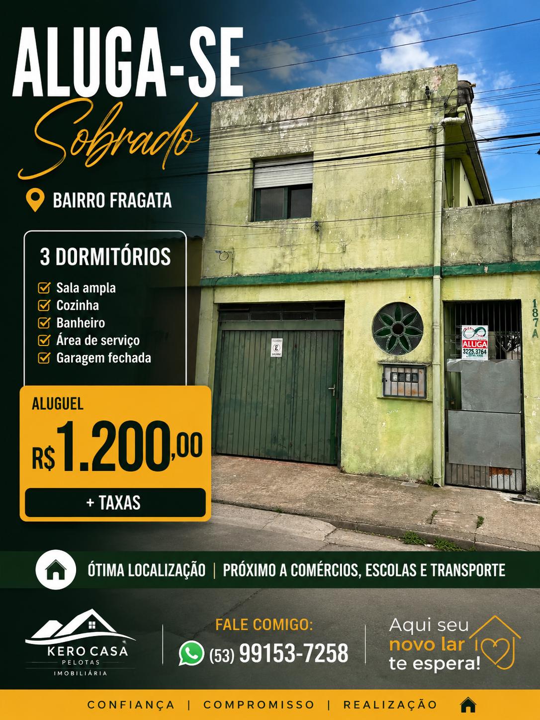 Sobrado para alugar no Fragata, Pelotas-RS Excelente oportunidade .