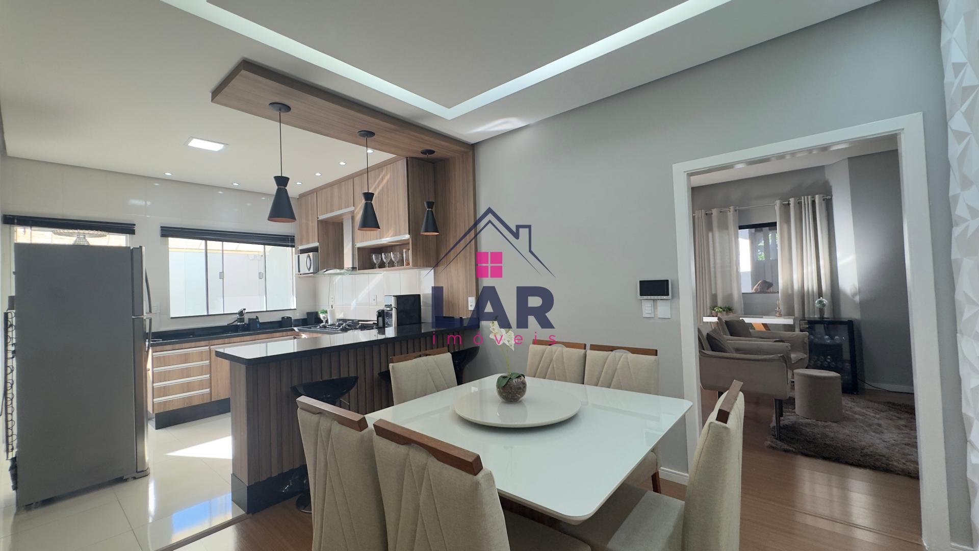 Sala de jantar integrada com Iluminação em led