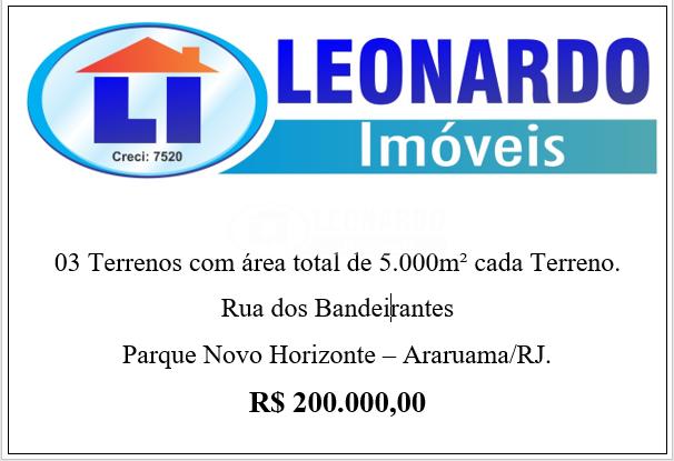 03 Terrenos  venda, NOVO HORIZONTE, ARARUAMA - RJ