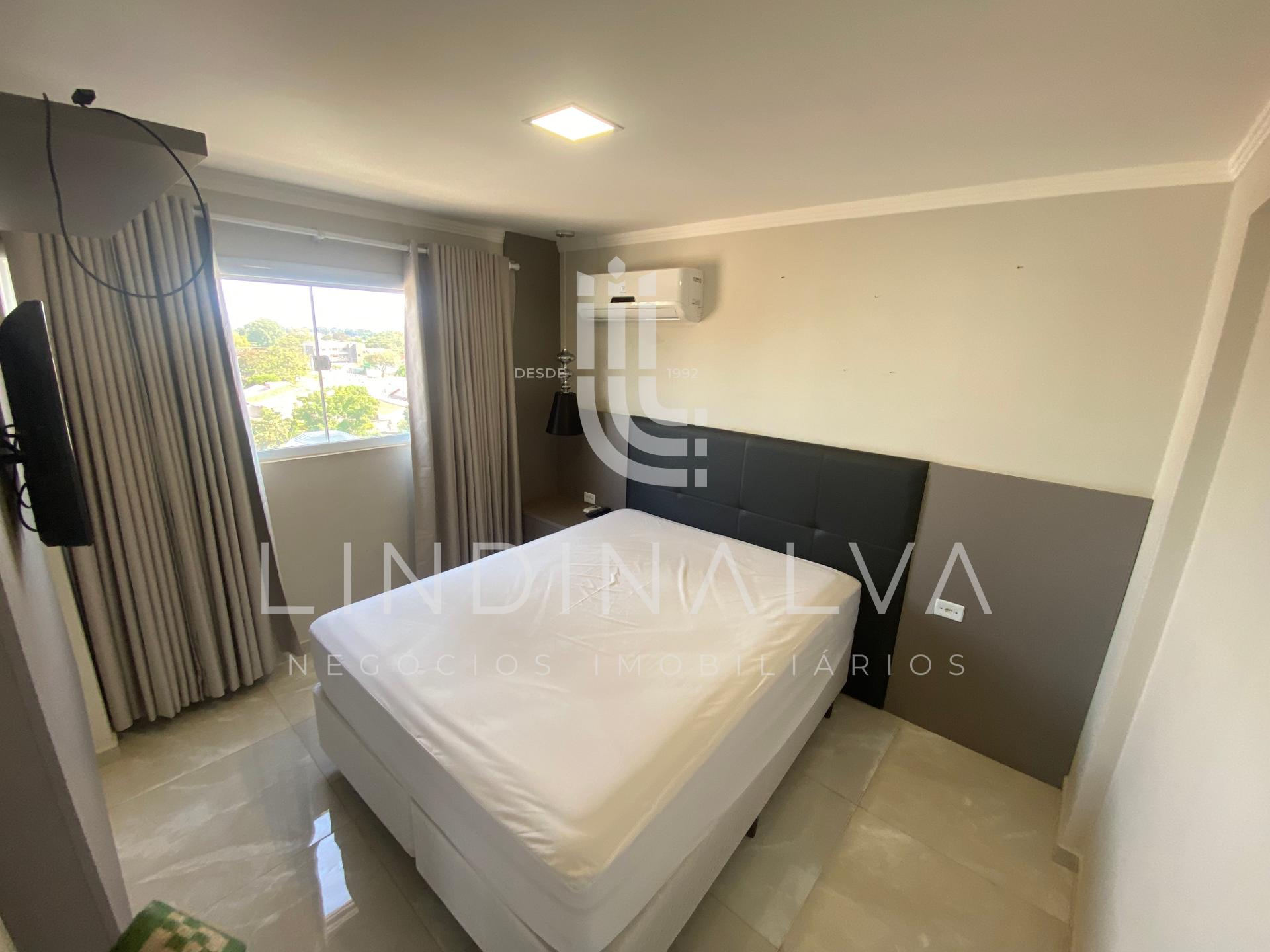 Apartamento mobiliado para locação com suíte e varanda no Jardim Lancaster