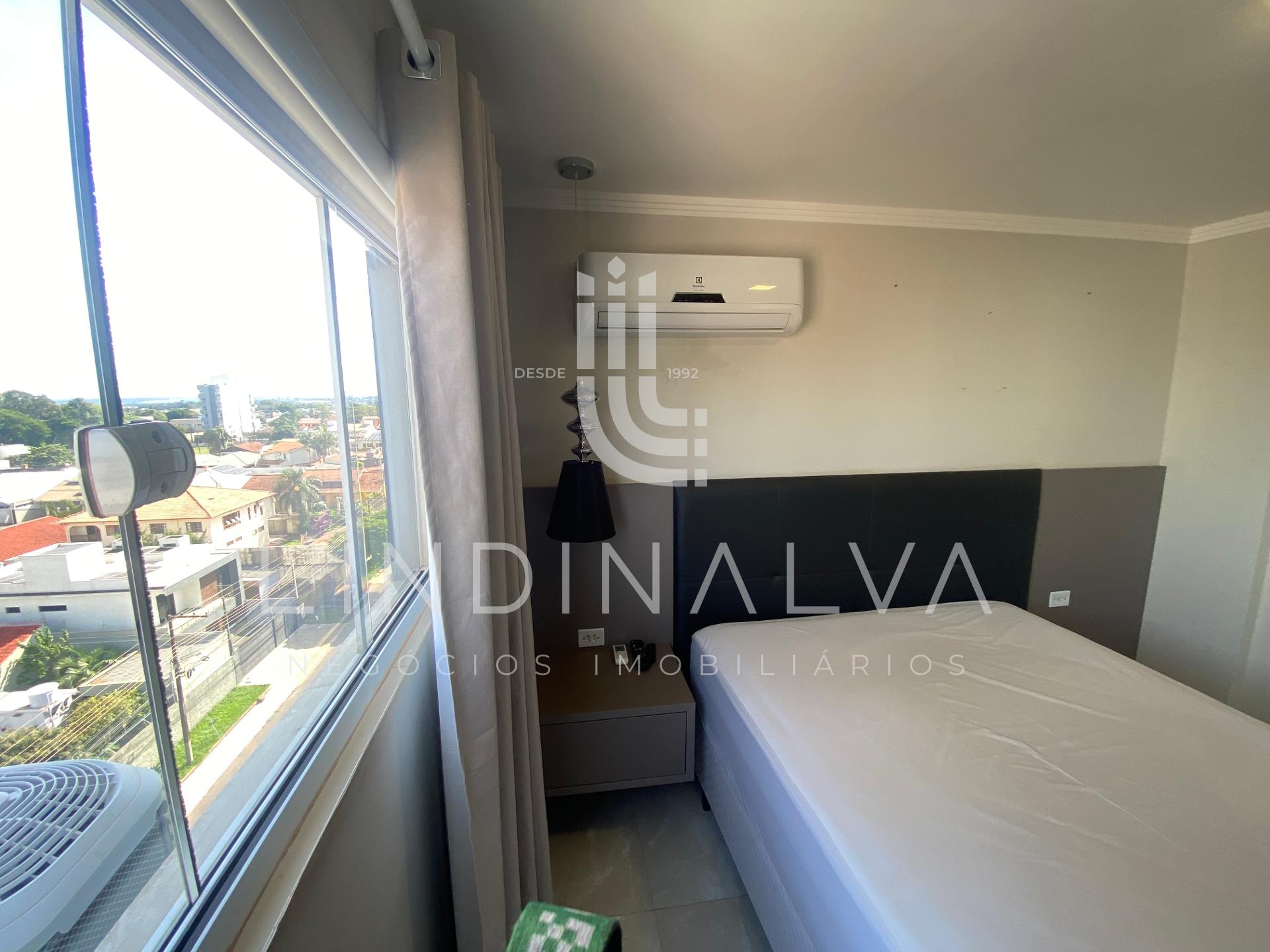 Apartamento mobiliado para locação com suíte e varanda no Jardim Lancaster