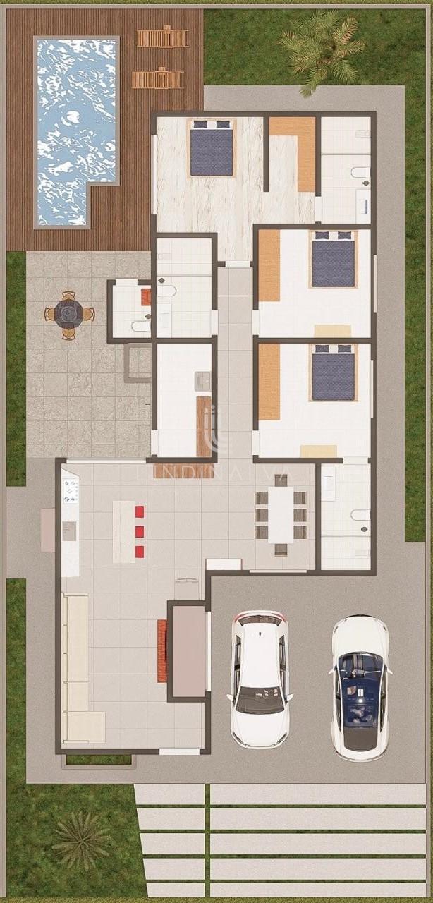 Casa térrea com piscina I 2 suítes  quarto à venda no Condomínio Iguaçu