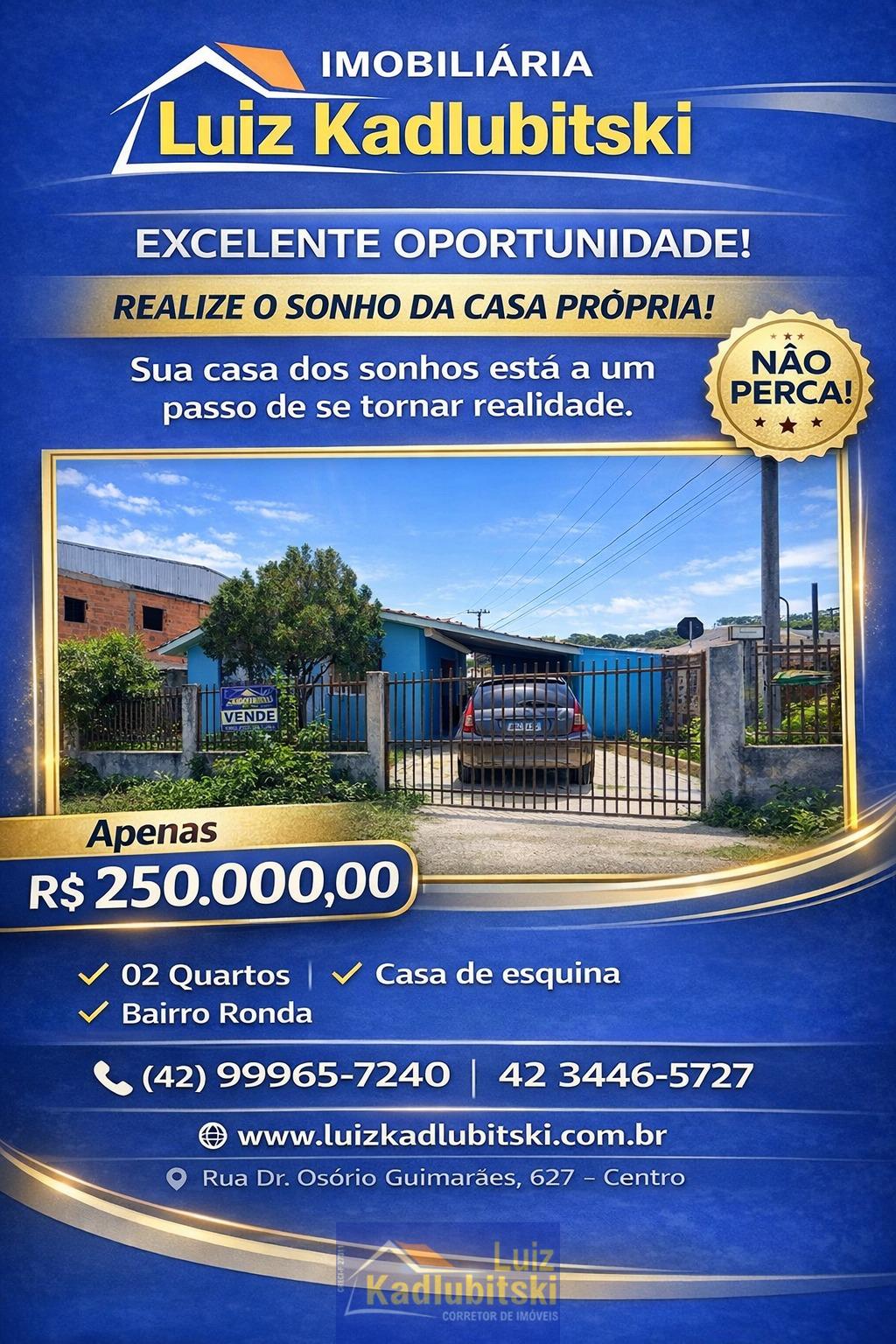 Casa a venda na área central de Prudentópolis, próxima ao CTG