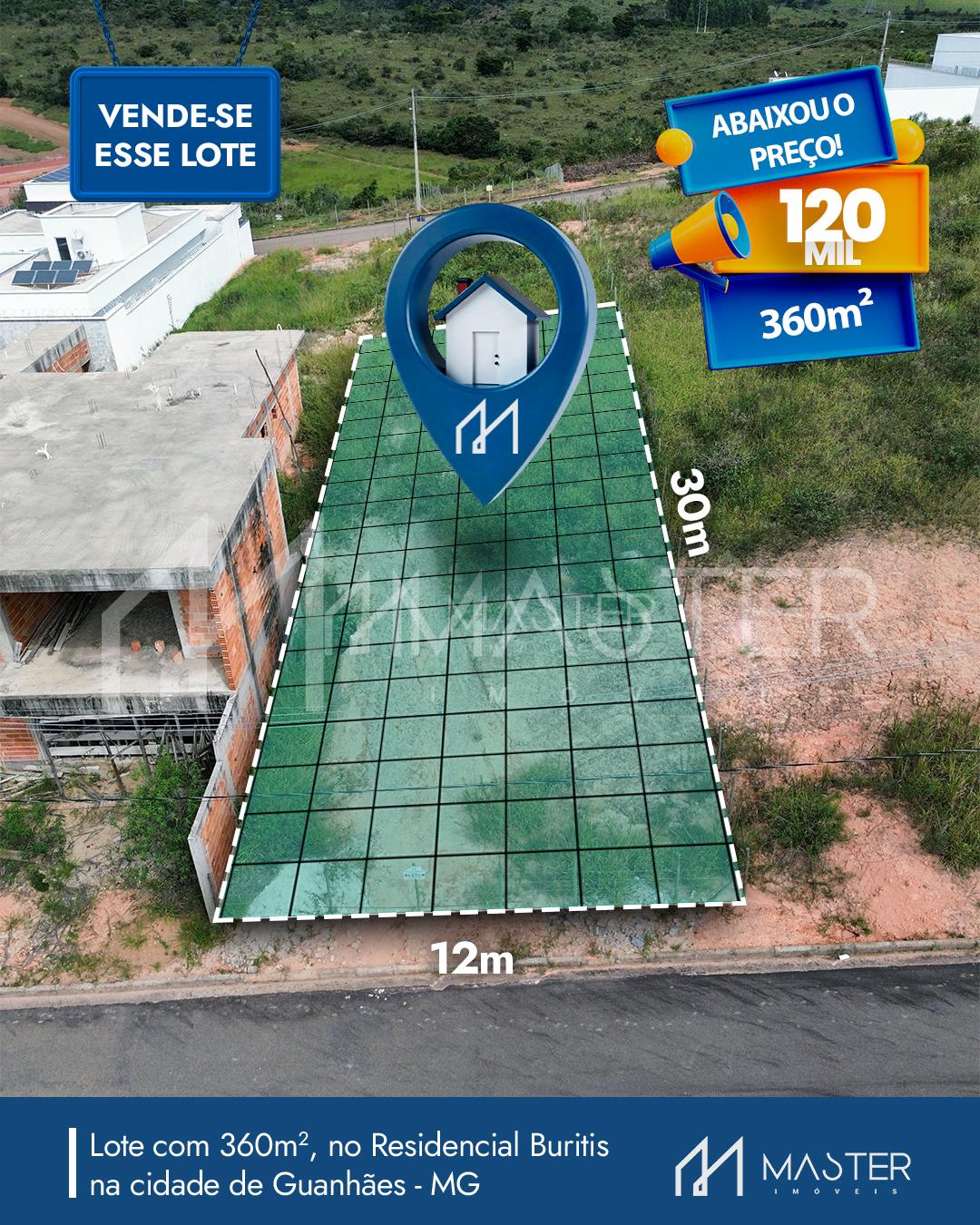 LOTE ? VENDA NO RESIDENCIAL BURITIS NA CIDADE DE GUANHAES MG