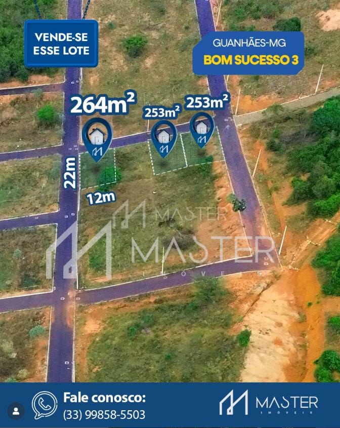 LOTES À VENDA NO BOM SUCESSO 3 NA CIDADE DE GUANHÃES-MG