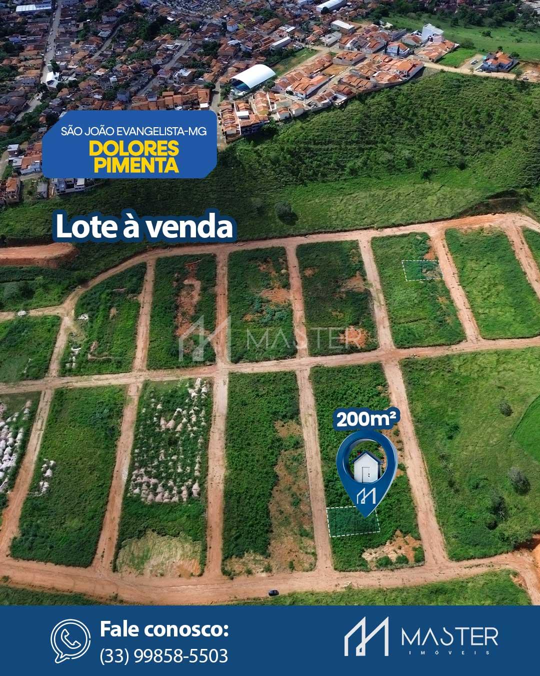 LOTE À VENDA NO BAIRRO DOLORES PIMENTA EM SÃO JOÃO EVANGELISTA...