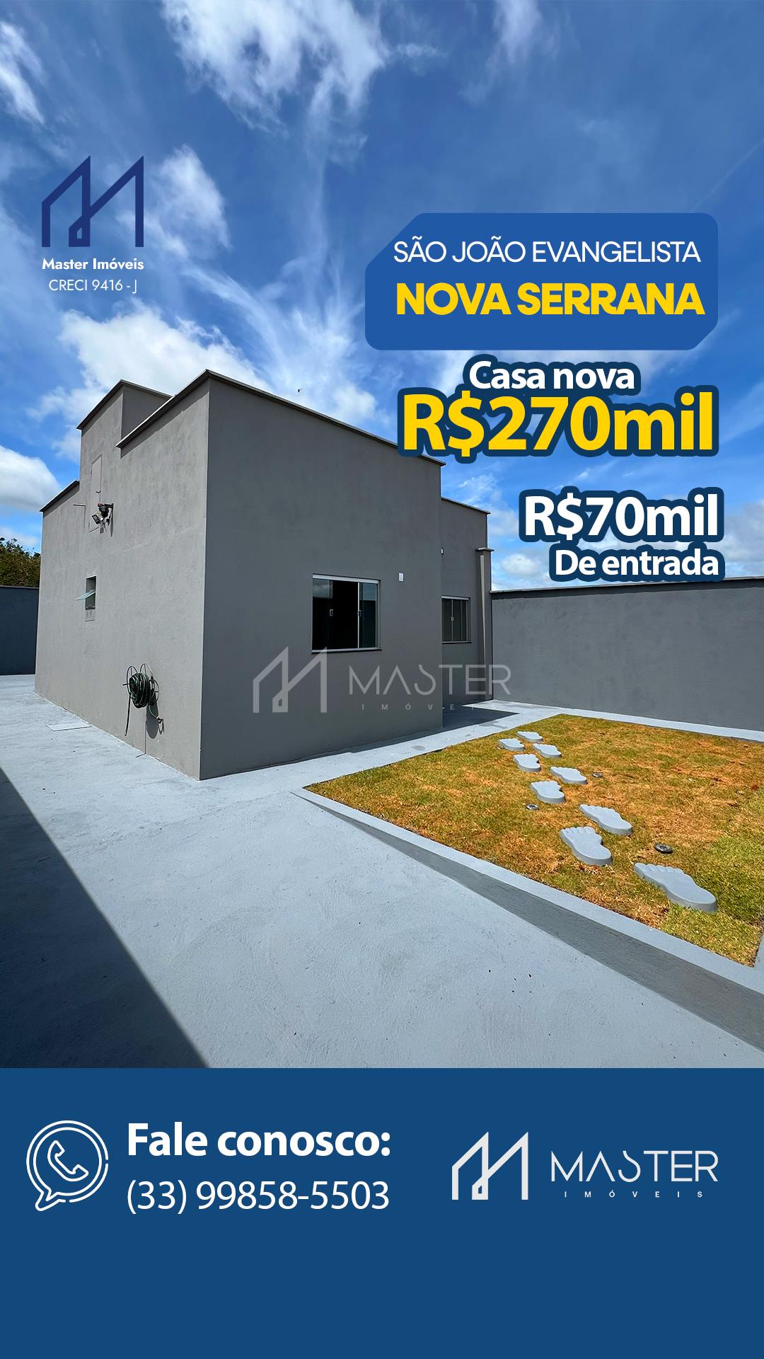 Casa ? venda, NOVA SERRANA, SAO JOAO EVANGELISTA - MG