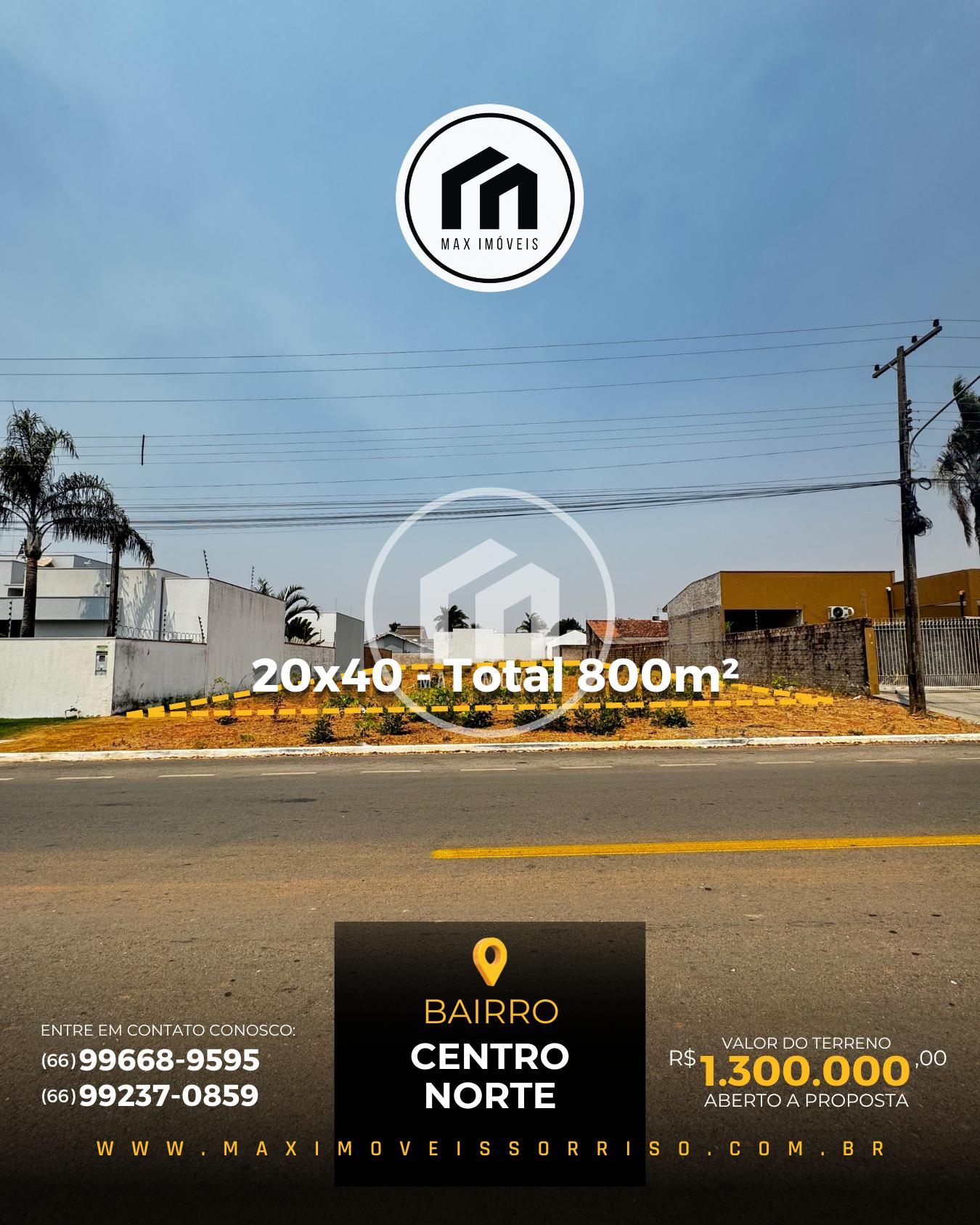 Terreno a venda com 800m , Avenida Santa Maria, Centro Norte
