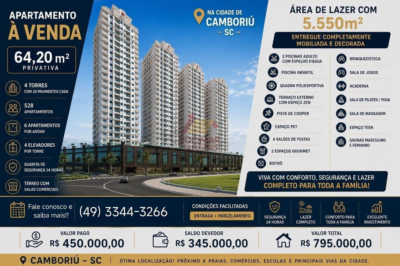 APARTAMENTO À VENDA, CENTRO, CAMBORIU - SC