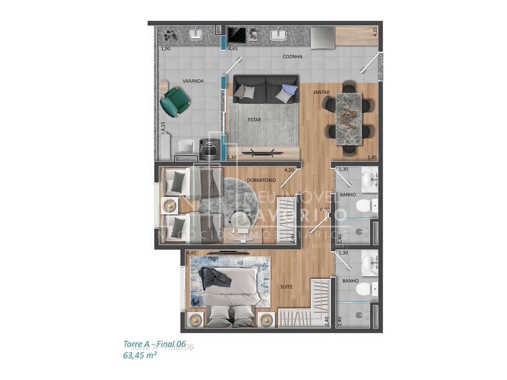 Apartamento à Venda no Residencial Maitá  2 Dorms  1 Suíte 
