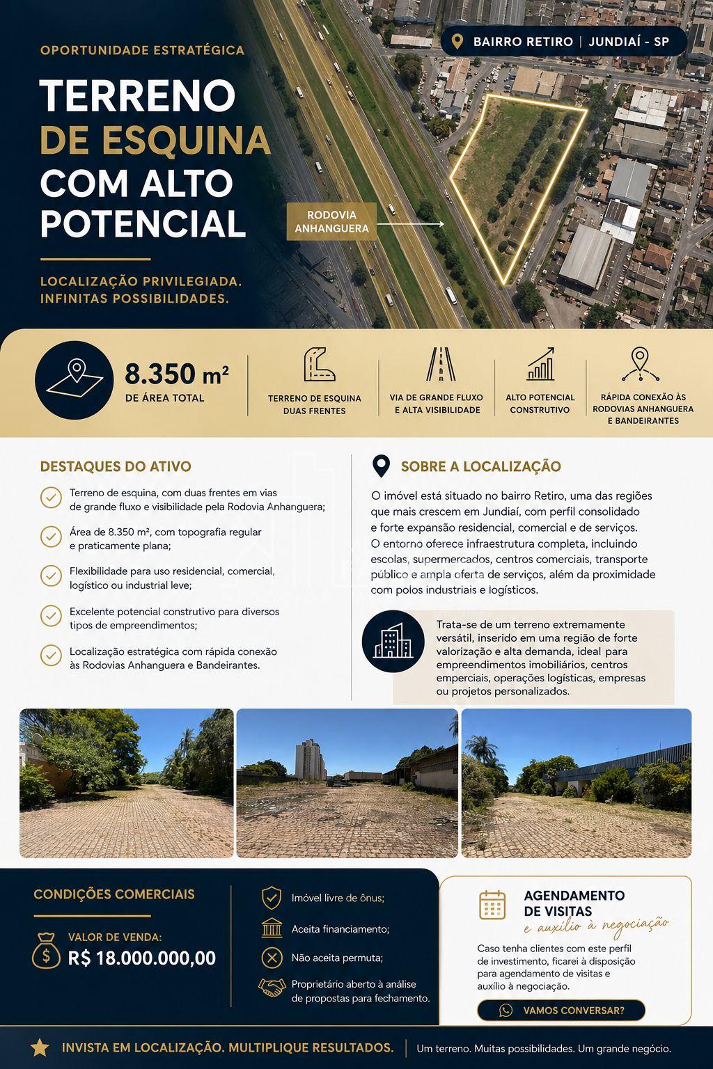 Terreno Comercial e Industrial de Esquina à Venda no Retiro  J...