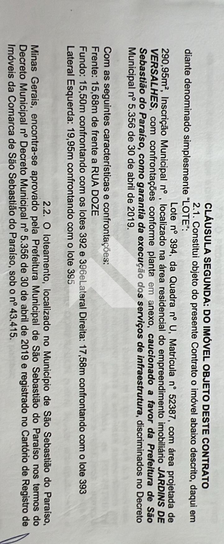 LOTE Á VENDA BAIRRO JARDINS DE VERSALHES, SÃO SEBASTIÃO DO PAR...