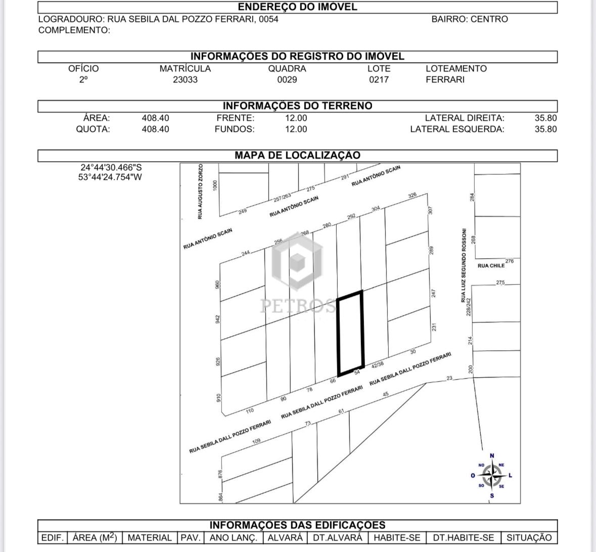 Terreno  venda, CENTRO, TOLEDO - PR