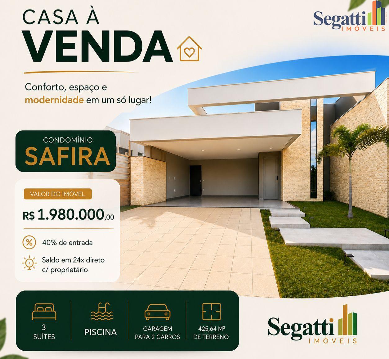 CASA TÉRREA NO CONDOMÍNIO RESIDENCIAL SAFIRA