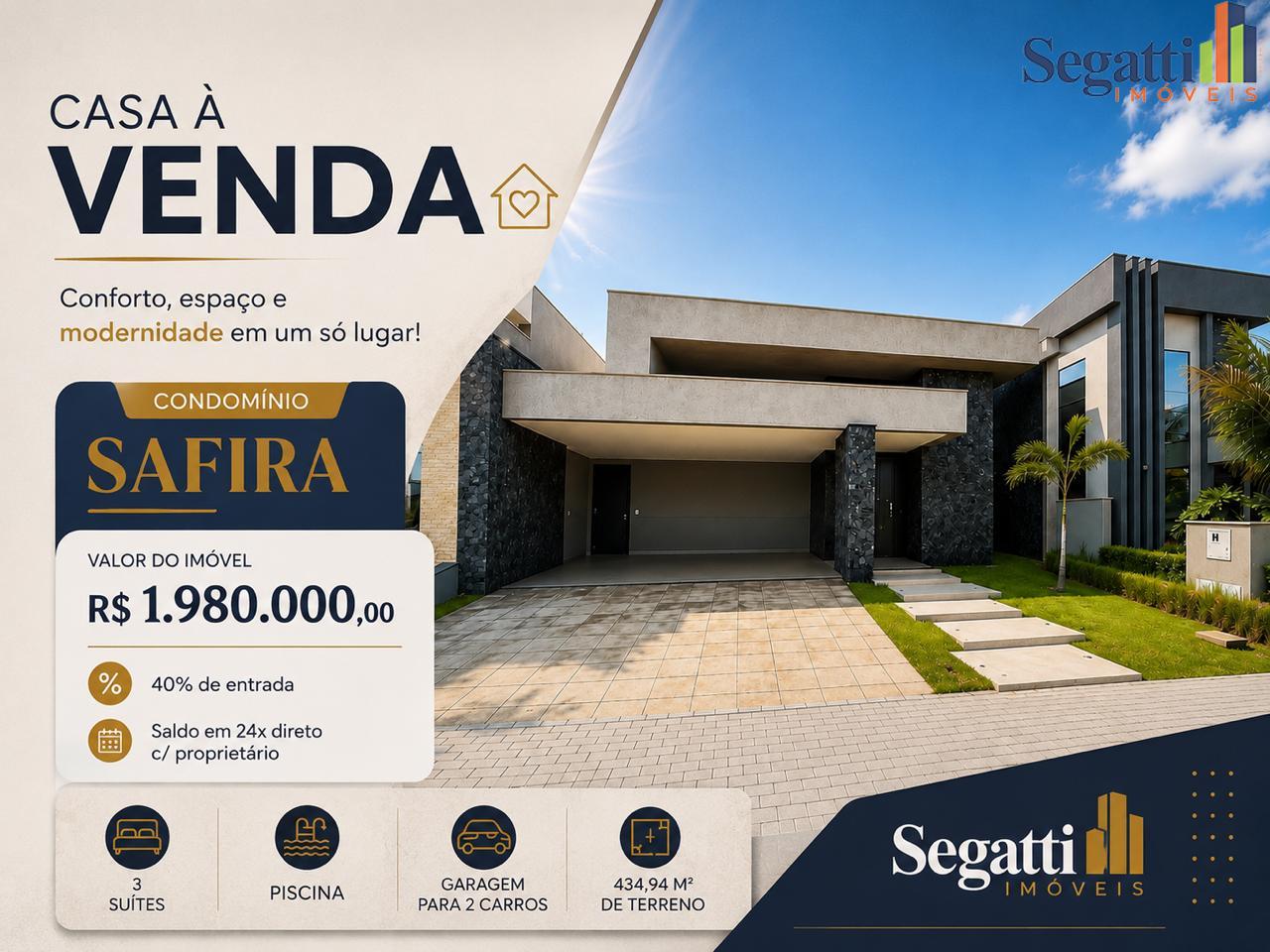 CASA TÉRREA NO CONDOMÍNIO RESIDENCIAL SAFIRA