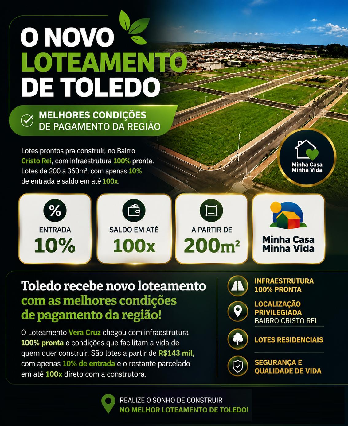 Terrenos de 200m², 250m² e 360m² no mais Novo e Próspero Bairr...