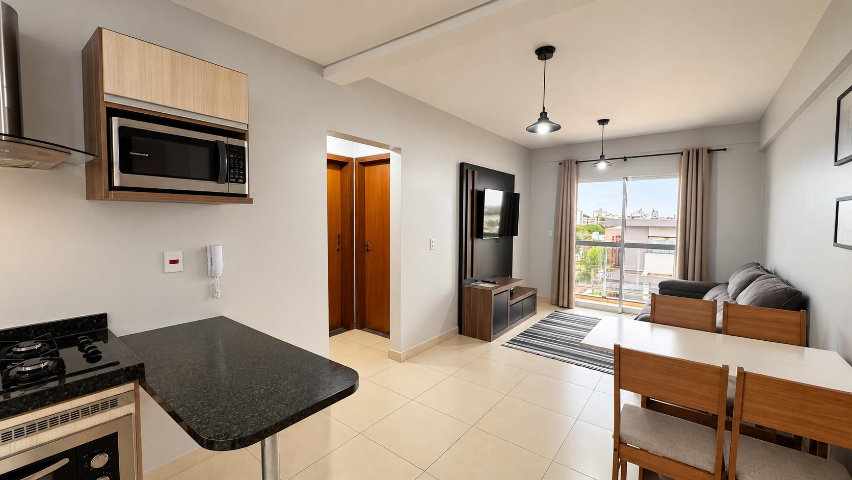 APARTAMENTO MOBILIADO  2 QUARTOS CLIMATIZADOS  GARAGEM COBERTA...