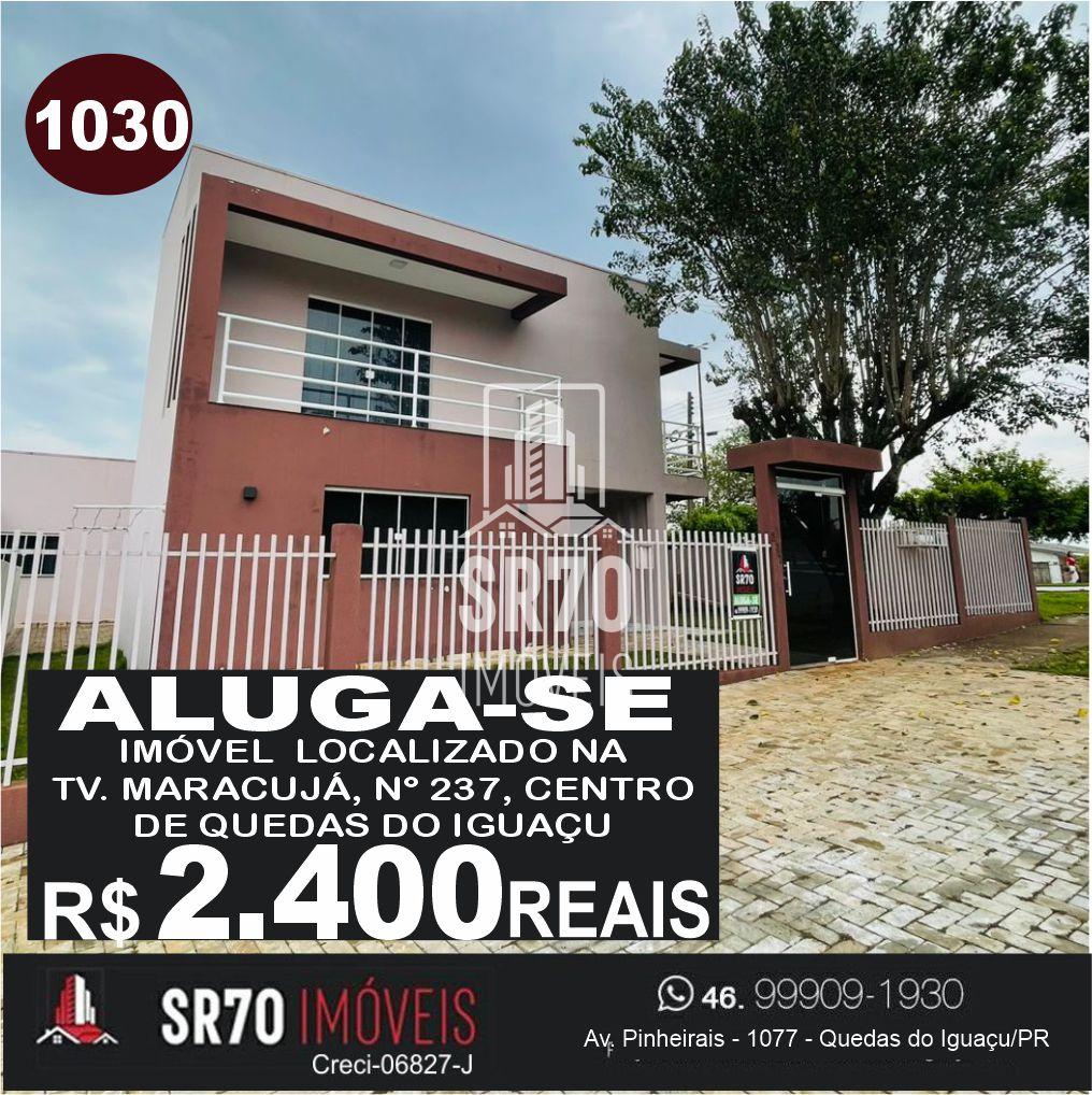 Aluga-se imvel sendo sobrado de alvenaria no Centro de Quedas do Iguau.