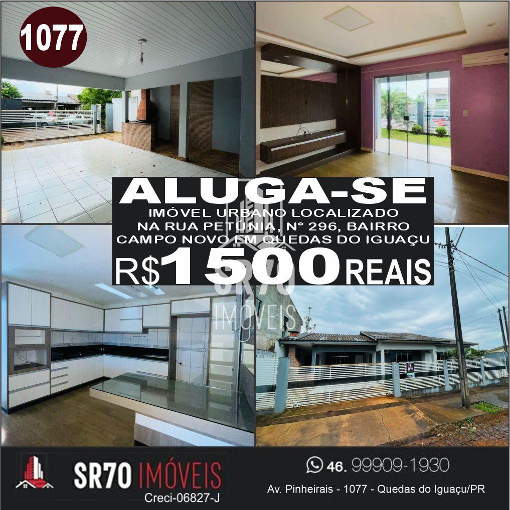 Aluga-se imvel semi mobiliado localizado na rua Petnia na cidade de Quedas do Iguau.