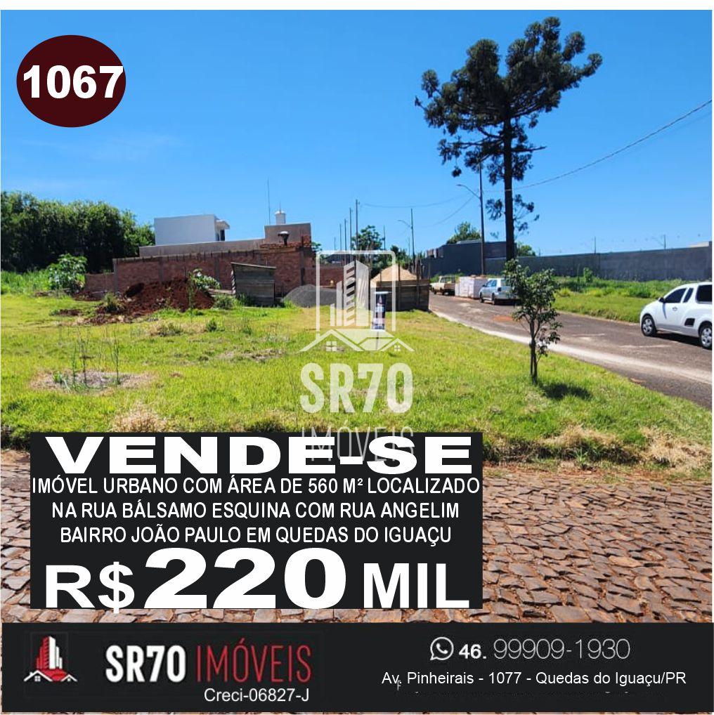 Vende-se lote de esquina no Loteamento Jo�o Paulo com �rea de 560 M .