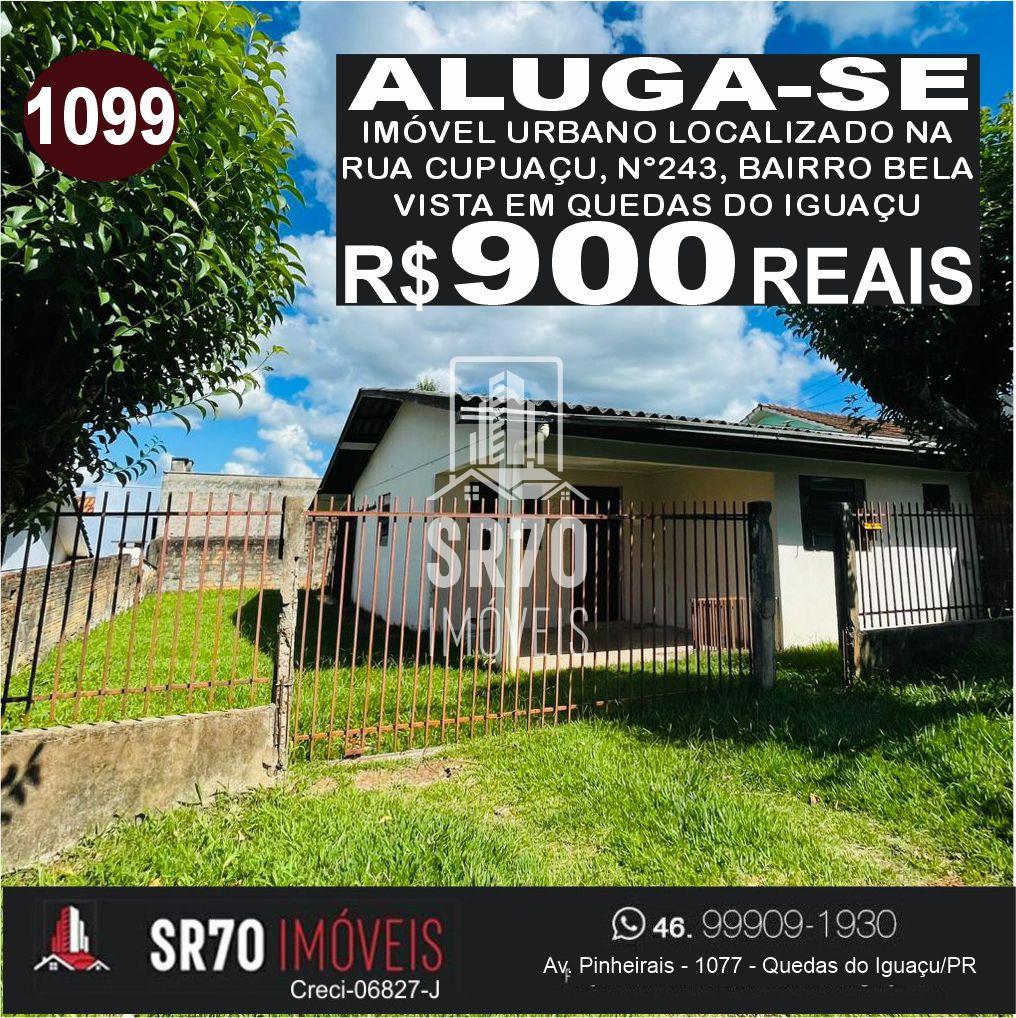 Aluga-se im�vel de alvenaria com tr�s quartos no bairro Bela Vista.