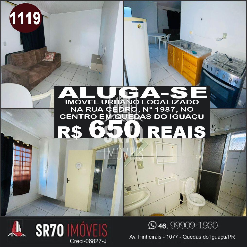 Aluga-se Kitnet semi mobiliada contendo um quarto, sala, cozinha, banheiro e la