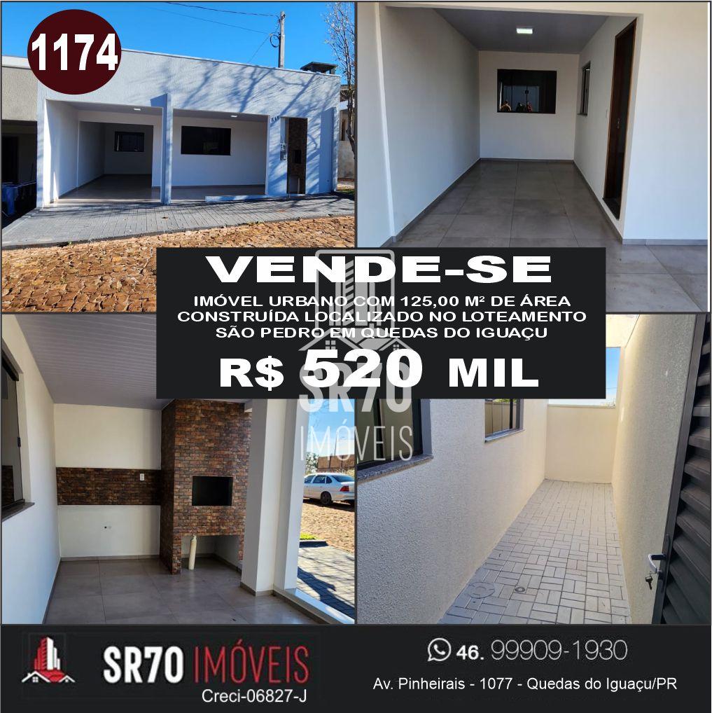 Casa com 3 dormit�rios � venda, S�O PEDRO, QUEDAS DO IGUACU - PR